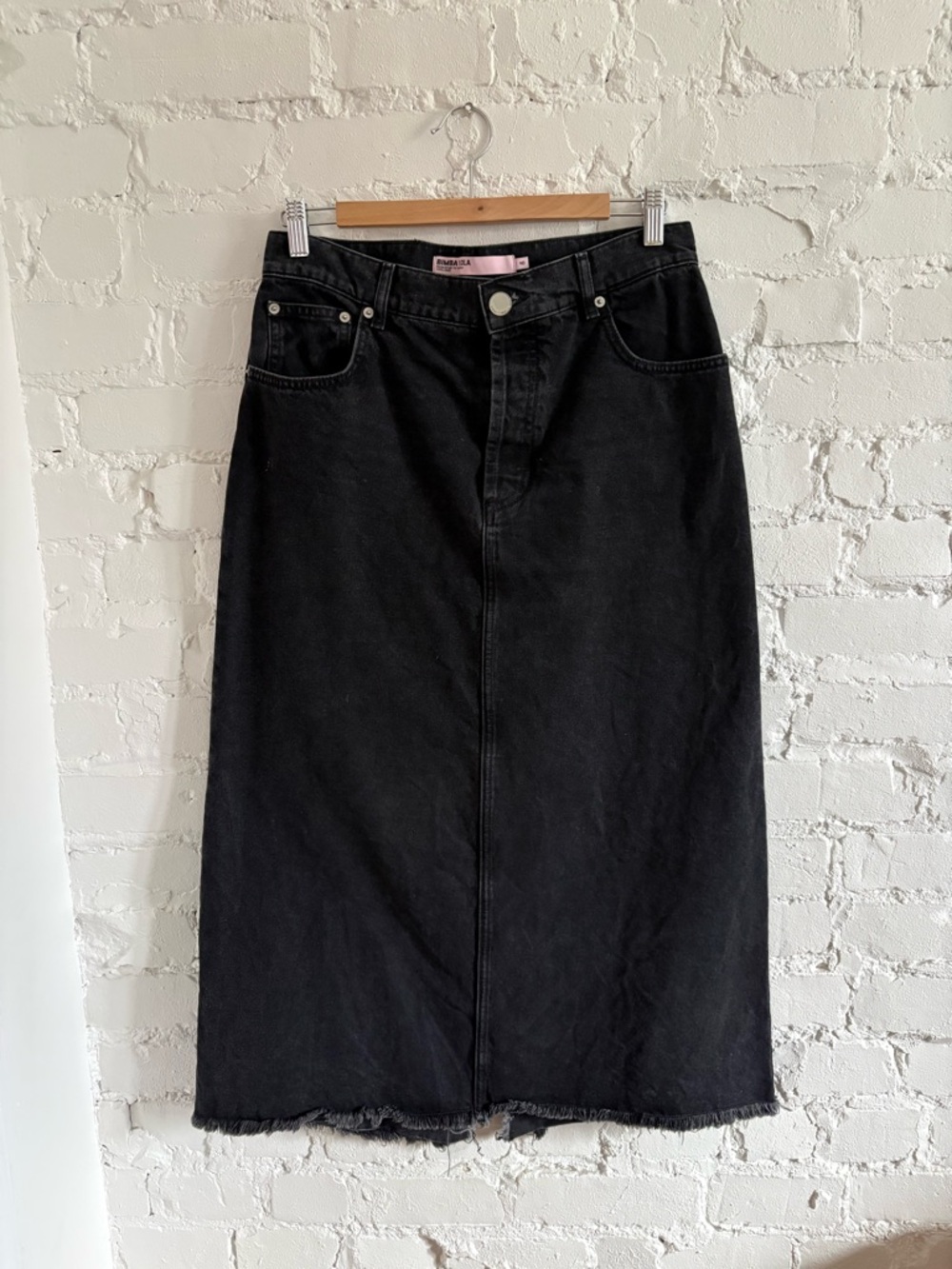 BIMBA Y LOLA Black Denim Midi Skirt